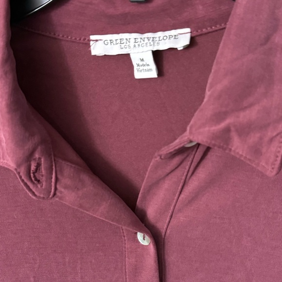 Green Envelope Los Angeles Dusty Rose Button Front Blouse Size M - Picture 4 of 4